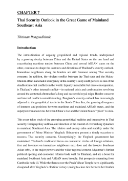 Thai Security Outlook in the Great Game of Mainland Southeast Asia