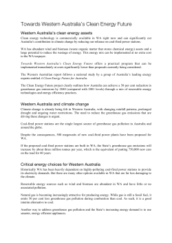 Towards Western Australia`s Clean Energy Future