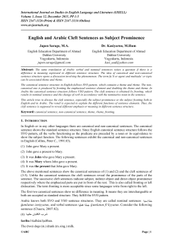 English and Arabic Cleft Sentences as Subject