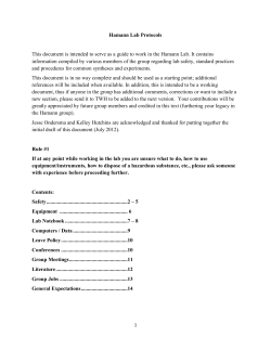 Hamann Lab Protocols This document is intended to serve as a