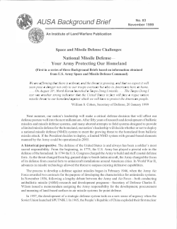 National Missile Defense&mdash;Your Army Protecting Our Homeland