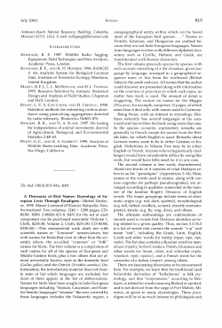 A Thesaurus of Bird Names: Etymology of European Lexis Through