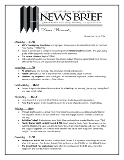 Monday Tuesday 11/11 Wednesday 11/12 Thursday Friday 11/14