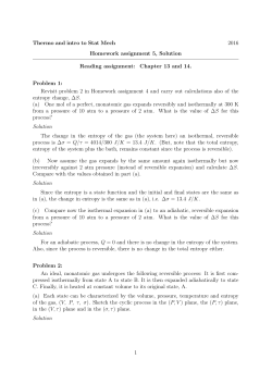 Thermo and intro to Stat Mech 2016 Homework assignment 5