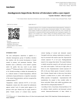 Amelogenesis Imperfecta: Review of Literature with a