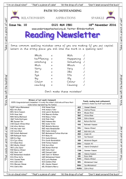 newsletter reading 10 - Anderton Park School