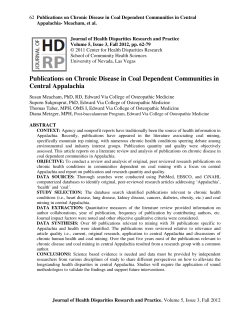 Publications on Chronic Disease in Coal Dependent Communities
