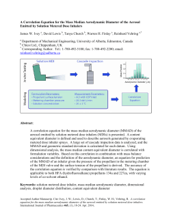 A Correlation Equation for the Mass Median Aerodynamic Diameter