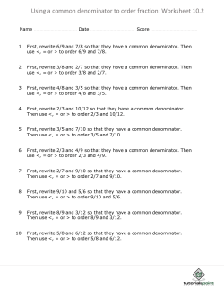 Using a common denominator to order fraction