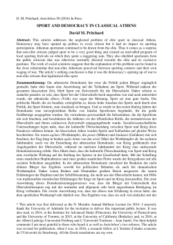 SPORT AND DEMOCRACY IN CLASSICAL ATHENS