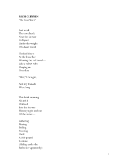 RICH GLINNEN &ldquo;The Towel Rack&rdquo; Last week The towel rack Near