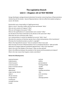 The Legislative Branch Unit 3 &ndash; Chapters 10