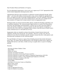 Dear President Obama and Members of Congress, We, the