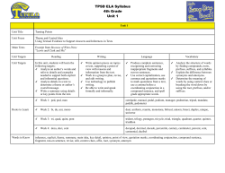 4th Grade Unit 1 Syllabus