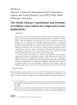 The South African Constitution and freedom of religion: some labour
