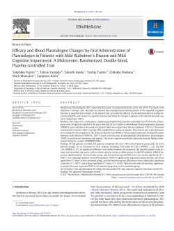 Efficacy and Blood Plasmalogen Changes by Oral Administration of