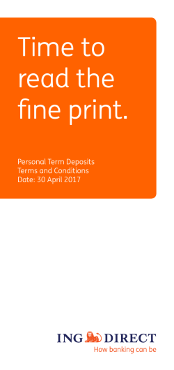 Personal Term Deposits Terms and Conditions booklet