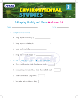 3. Keeping Healthy and Clean: Worksheet 3.1