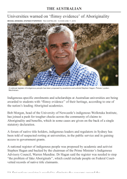 Universities warned on `flimsy evidence` of Aboriginality