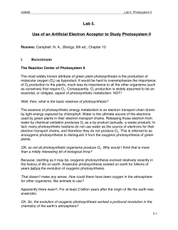 Lab 5. Use of an Artificial Electron Acceptor to Study Photosystem II