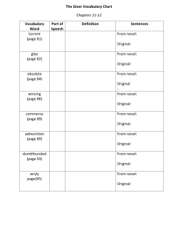 The Giver Vocabulary Chart Chapters 11