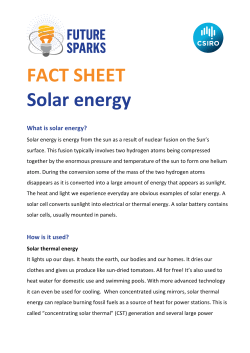 Solar energy Fact Sheet