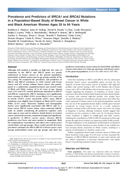 Prevalence and Predictors of BRCA1 and