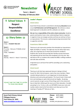 Newsletter - Ascot Park Primary School