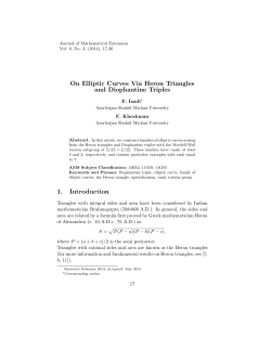 On Elliptic Curves Via Heron Triangles and Diophantine Triples 1