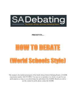 How To Debate - The South African Schools Debating Board