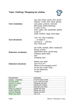 Topic: Clothing / Shopping for clothes