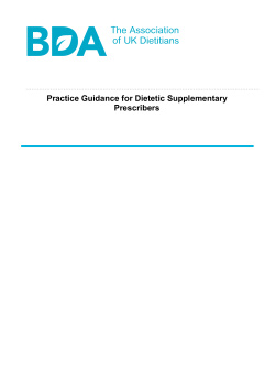Practice Guidance for Dietetic Supplementary Prescribers