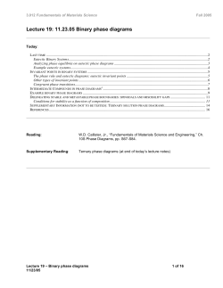 Lecture 19: 11.23.05 Binary phase diagrams