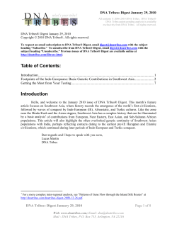 DNA Tribes Digest for January 29, 2010