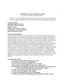 1 SEMESTER AT SEA COURSE SYLLABUS University of Virginia