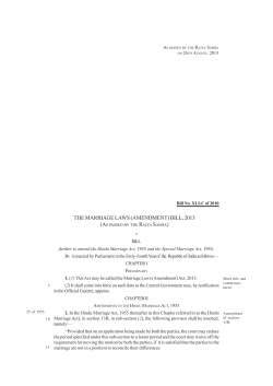 the marriage laws (amendment) bill, 2013