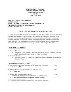 Outline - Department of History | University of Calgary