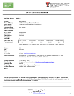 LA-N-6 Cell Line Data Sheet - COG Cell Line and Xenograft