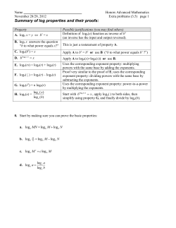 Summary of log properties and their proofs: