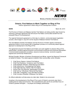 Ontario, First Nations to Work Together on Ring of Fire