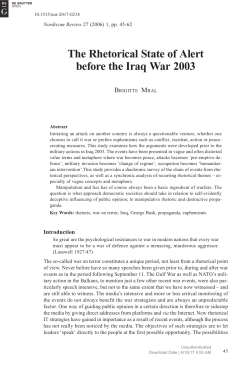 The Rhetorical State of Alert before the Iraq War 2003