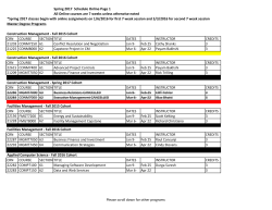 Spring 2017 Schedule Online Page 1 All Online courses are 7