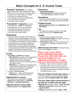 Basic Concepts for U. S. Income Taxes
