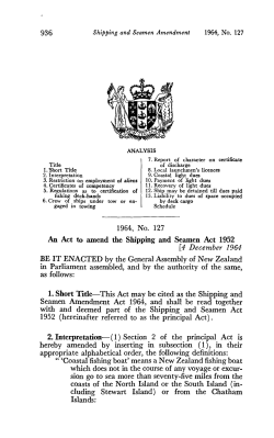 1964 No 127 Shipping and Seamen Amendment