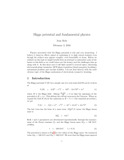 Higgs potential and fundamental physics