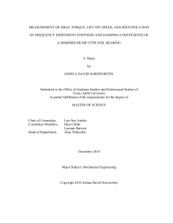 MEASUREMENT OF DRAG TORQUE, LIFT OFF SPEED, AND