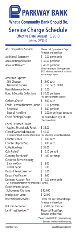 Service Charge Schedule