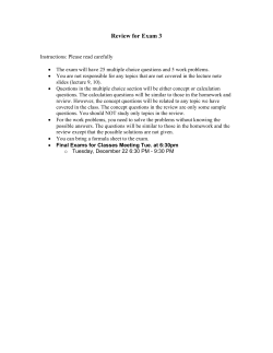 Review for Exam 3