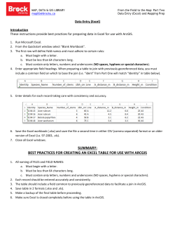 SUMMARY: BEST PRACTICES FOR CREATING AN EXCEL TABLE