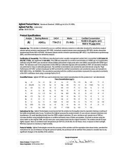 Agilent Part No: 5190-8352 Product Specifications